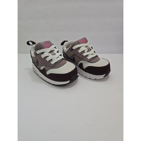 Nike Air Max 1 EasyOn Toddler White Burgundy Crush DZ3309-112 Size 6C New In Box - Picture 1 of 10